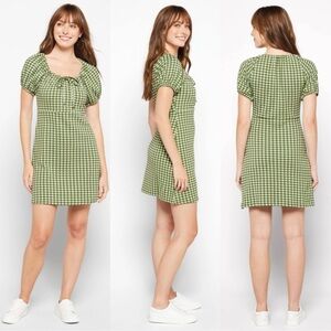 Madewell jacquard gingham puff sleeve dress